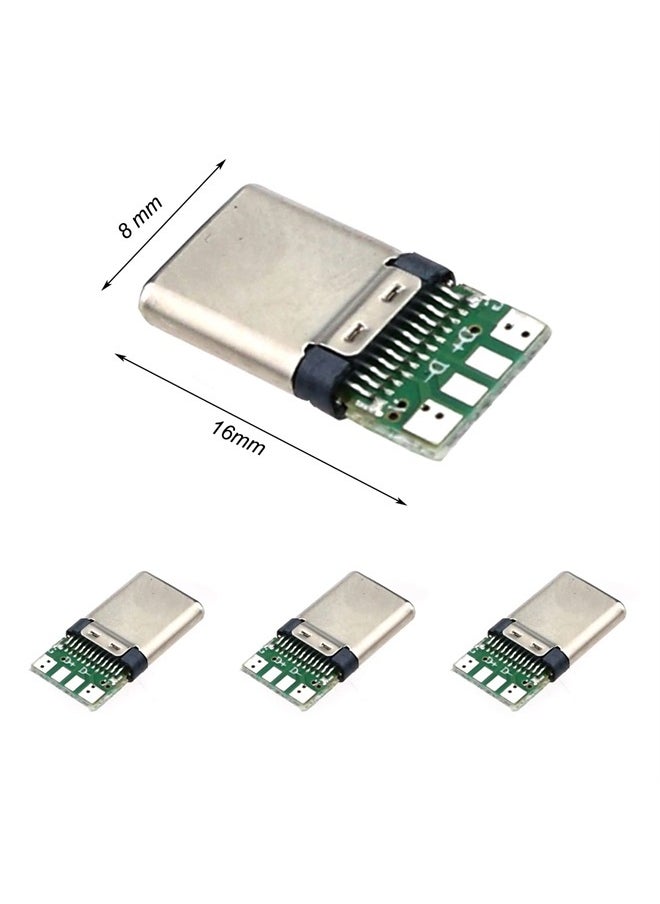 Teansic - 20 Pcs USB 3.1 Type C Male Plug Socket Connector with PCB Board 24 Pin DIY Data Line Interface Male Socket - Image 1