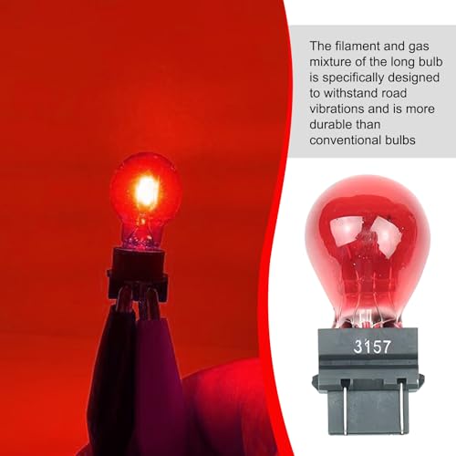 Tesnaao 10 Pack Car Instrument Light Bulb, 3157 Brake Light Bulb, 12 V 21/5 W Automobile Lighting Replacement Accessory, Universal for Most Cars, Trucks and Vans (Red) - Image 5