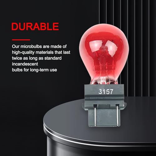 Tesnaao 10 Pack Car Instrument Light Bulb, 3157 Brake Light Bulb, 12 V 21/5 W Automobile Lighting Replacement Accessory, Universal for Most Cars, Trucks and Vans (Red) - Image 2