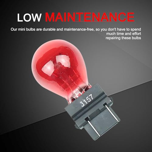 Tesnaao 10 Pack Car Instrument Light Bulb, 3157 Brake Light Bulb, 12 V 21/5 W Automobile Lighting Replacement Accessory, Universal for Most Cars, Trucks and Vans (Red) - Image 4