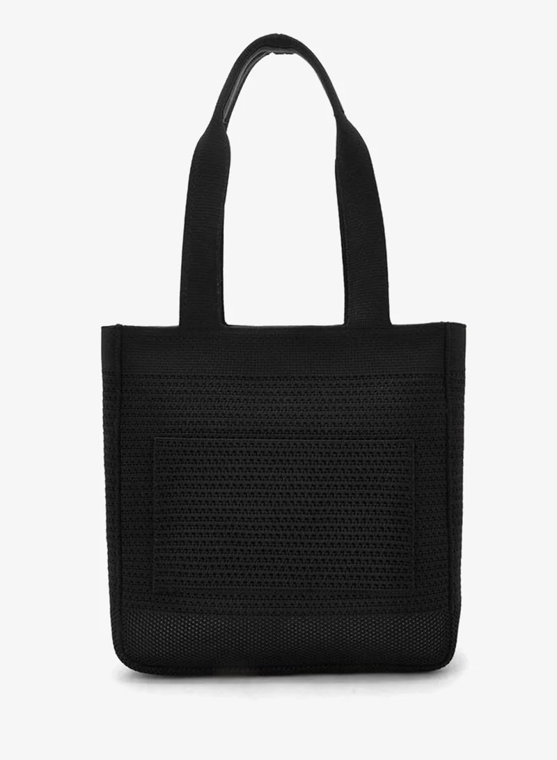 MISSY BLACK Textured Tote Bag With Pouch for Women | Best Price UAE