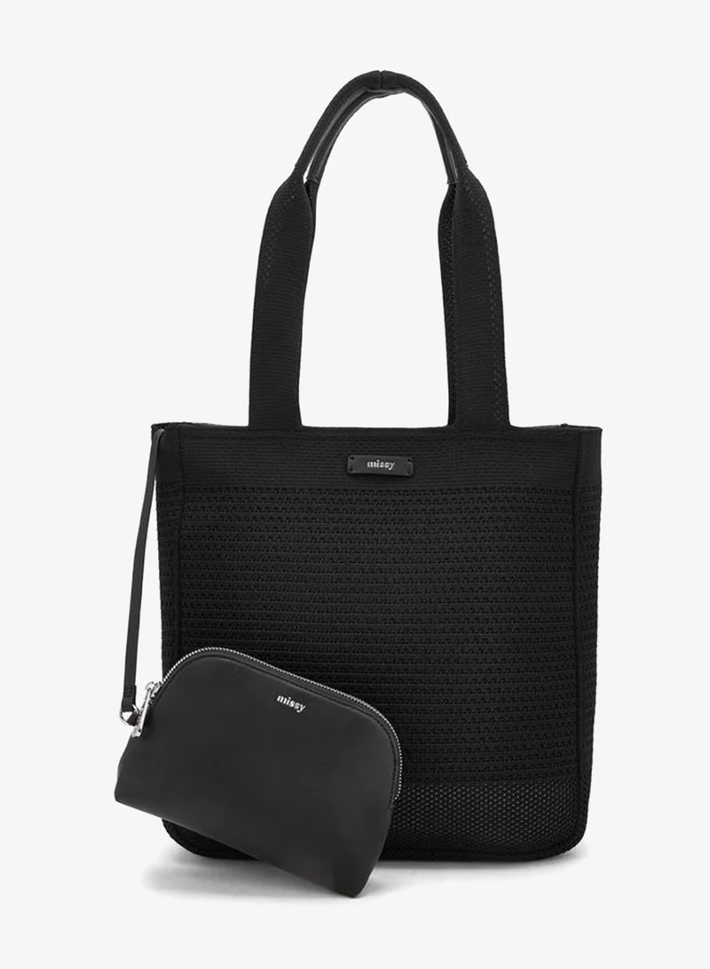Textured Tote Bag With Pouch