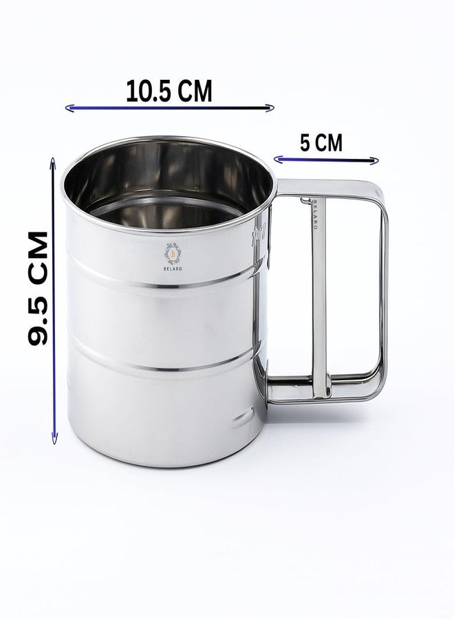 BELARO Flour Sifter/Atta chhani Home & Kitchen Manual Mesh Flour Sugar Powder Stainless Steel Hand Sifter Sieve Cup Baking Tool Atta chhani Hand Press Design Corrosion Resistant Large Capacity - Image 3