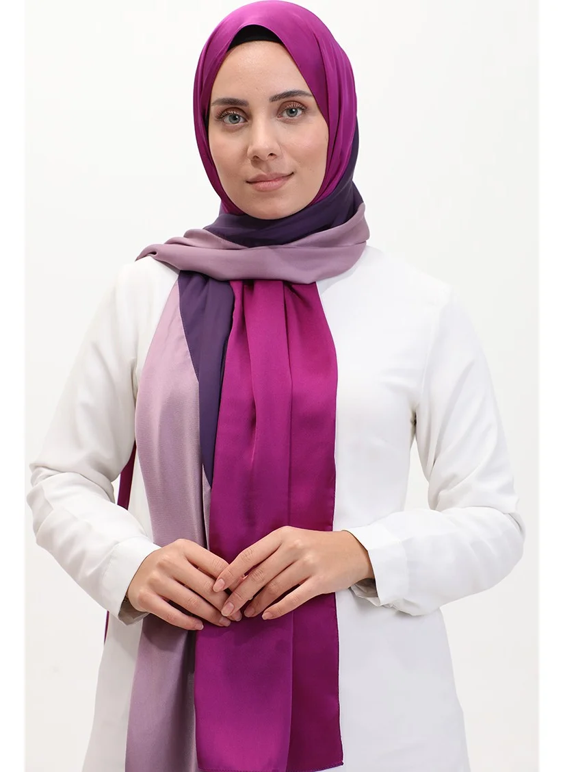 Sefa Merve Karaca Tricolor Shawl 81049-16 Lilac Purple Fuchsia