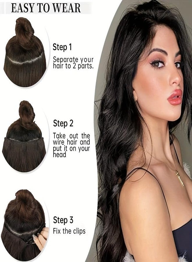 كرونيكس وصلات شعر مجعد من CHRONEX مصنوعة من ألياف صناعية بطول 24 بوصة، رأس بخمسة مشابك، قطعة واحدة للنساء - Image 5