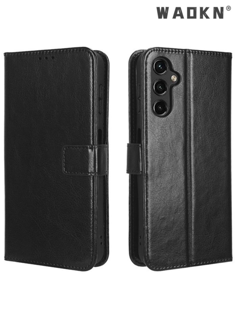 WAOKN Samsung Galaxy A55 5G Phone Case Cover with Full Body Camera Len Protector PU Leather Wallet Card Holder Shockproof Protective Back Cover with Release Hand Phone Holder Daily Video Kickstand  - Image 3