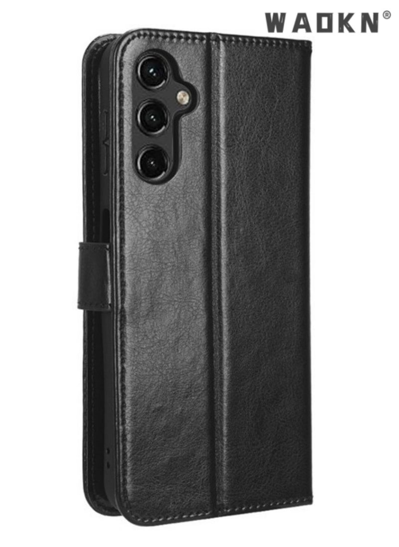 WAOKN Samsung Galaxy A55 5G Phone Case Cover with Full Body Camera Len Protector PU Leather Wallet Card Holder Shockproof Protective Back Cover with Release Hand Phone Holder Daily Video Kickstand  - Image 4