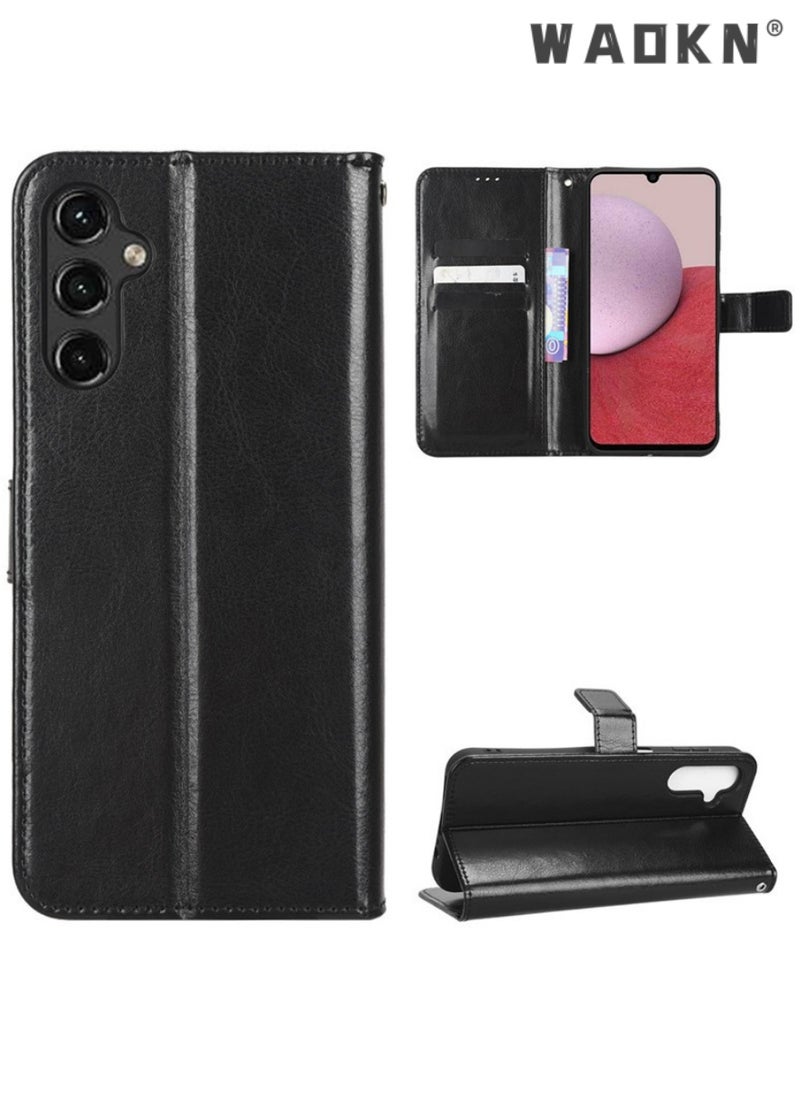 WAOKN Samsung Galaxy A55 5G Phone Case Cover with Full Body Camera Len Protector PU Leather Wallet Card Holder Shockproof Protective Back Cover with Release Hand Phone Holder Daily Video Kickstand  - Image 2