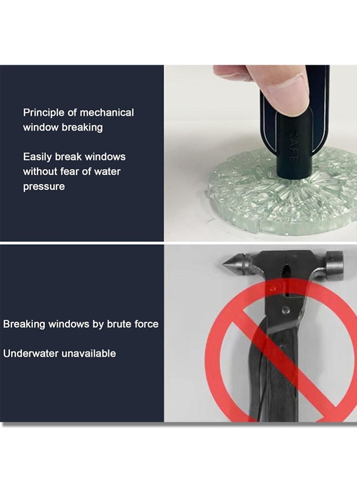 CAFELE Safety Hammer for Car, Glass Breaker with Seat Belt Cutter, Portable Window Breaking Rescue Escape Tool for Land and Underwater Emergency Situations - Image 4