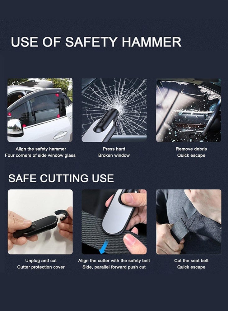 CAFELE Safety Hammer for Car, Glass Breaker with Seat Belt Cutter, Portable Window Breaking Rescue Escape Tool for Land and Underwater Emergency Situations - Image 2