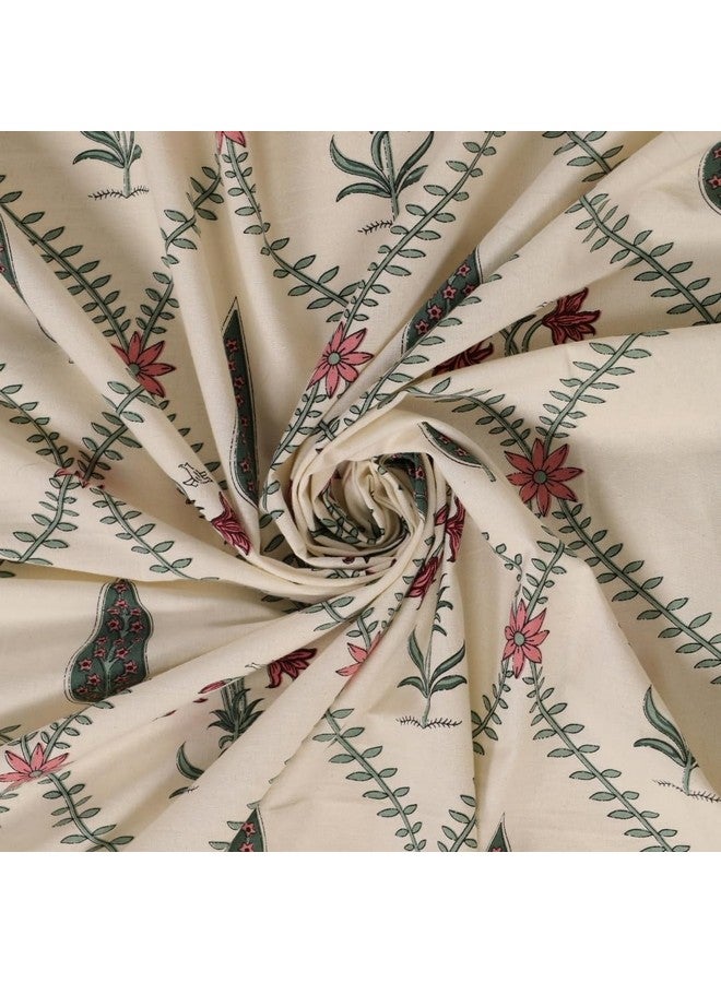 Peepul Tree Pure Cotton Hand-Block Printed Jaipuri Double Bedsheet Set with 2 Pillow Covers | Queen Size | Hand Printed Geometric Design (Cypress Pink, Queen) - Image 4