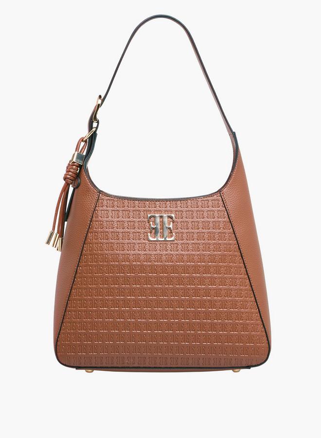 ايل حقيبة كتف بنقش شعار مع مقبض وسحاب إغلاق - Image 1