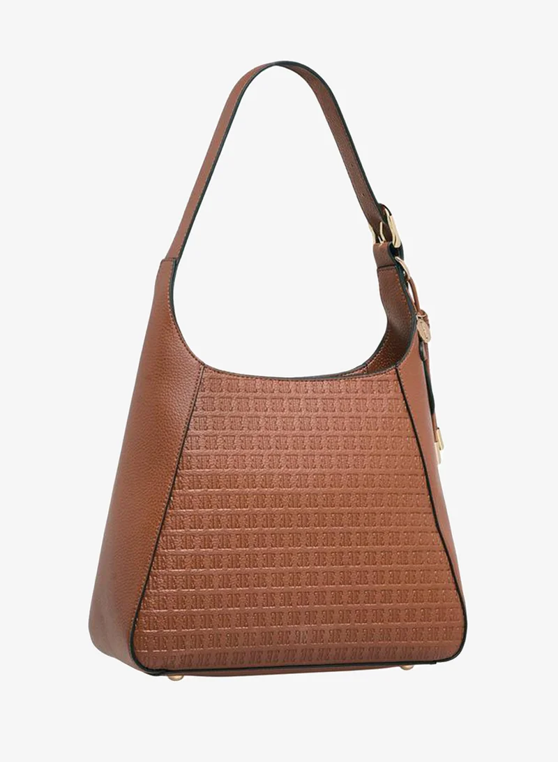 ELLE BROWN Monogram Embossed Shoulder Bag with Handle and Zip Closure for Women | Best Price UAE