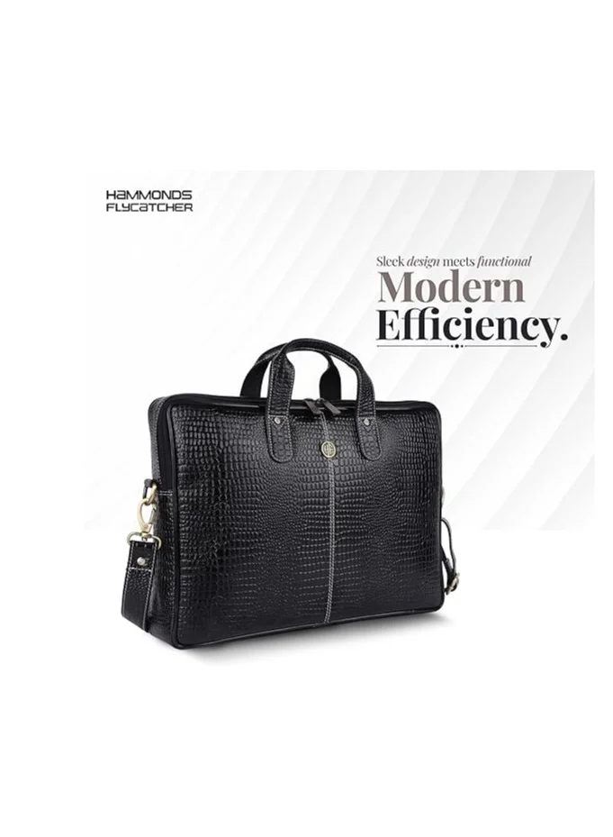 HAMMONDS FLYCATCHER Leather Office Bag for Men - 15.6 Inch Laptop Bag, Professional Leather Bag for Men - Adjustable Straps and Multiple Compartments