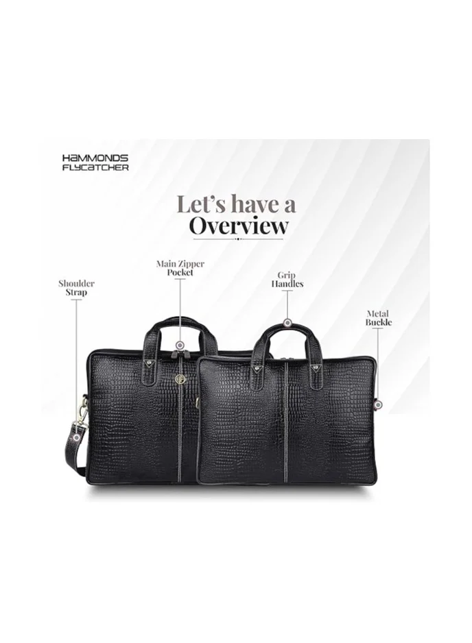 Hammonds Flycatcher  Leather Office Bag for Men - 15.6 Inch Laptop Bag, Professional Leather Bag for Men - Adjustable Straps and Multiple Compartments  | Best Price UAE
