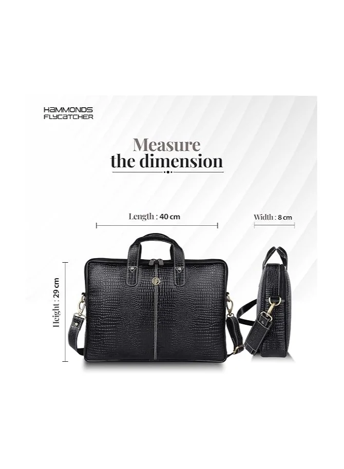 Hammonds Flycatcher  Leather Office Bag for Men - 15.6 Inch Laptop Bag, Professional Leather Bag for Men - Adjustable Straps and Multiple Compartments  | Best Price UAE