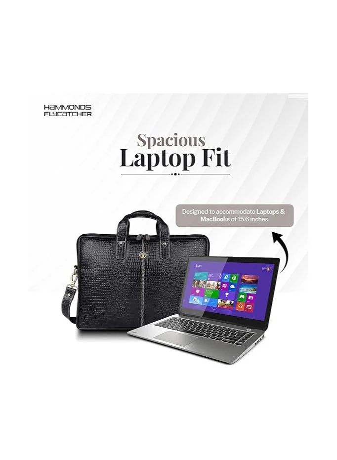 Hammonds Flycatcher  Leather Office Bag for Men - 15.6 Inch Laptop Bag, Professional Leather Bag for Men - Adjustable Straps and Multiple Compartments  | Best Price UAE