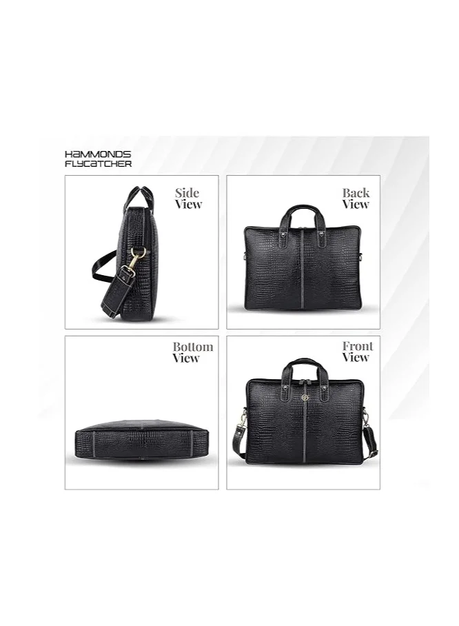 Hammonds Flycatcher  Leather Office Bag for Men - 15.6 Inch Laptop Bag, Professional Leather Bag for Men - Adjustable Straps and Multiple Compartments  | Best Price UAE