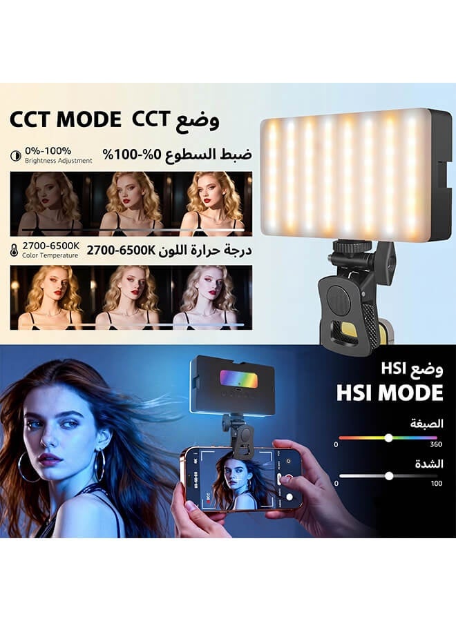 بليزار إضاءة تصوير سيلفي للهاتف RGB بـ 138 لمبة LED، إضاءة كاميرا ألوان كاملة 360 درجة مع مشبك، قابلة للشحن 180 دقيقة لتسجيل الفيديو/آيفون/تيك توك/المكياج/سناب شات - Image 3