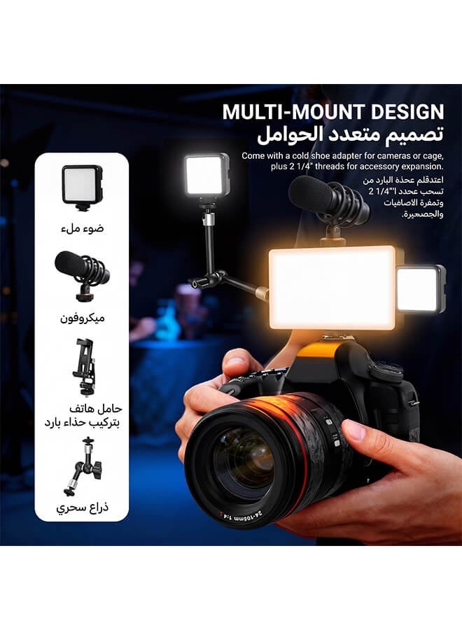 بليزار إضاءة تصوير سيلفي للهاتف RGB بـ 138 لمبة LED، إضاءة كاميرا ألوان كاملة 360 درجة مع مشبك، قابلة للشحن 180 دقيقة لتسجيل الفيديو/آيفون/تيك توك/المكياج/سناب شات - Image 5