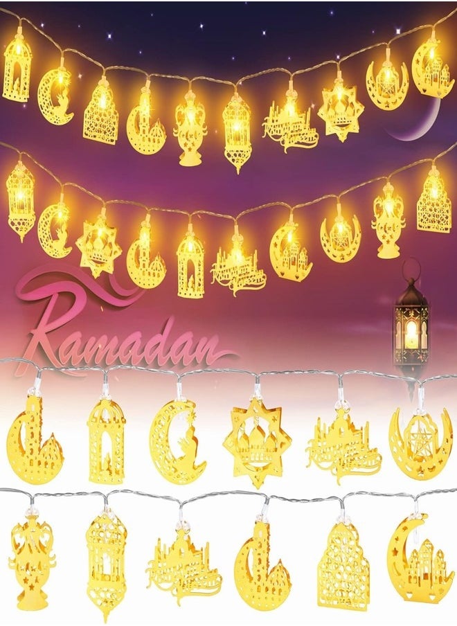 Tiokkss Ramadan Decorations for Home 3M 20 LED Ramadan Lights, Ramadan Lanterns Lights Battery Box Powered 2 Modes, Golden LED Ramadan Home Decoration Lights Party Accessories  - Image 1