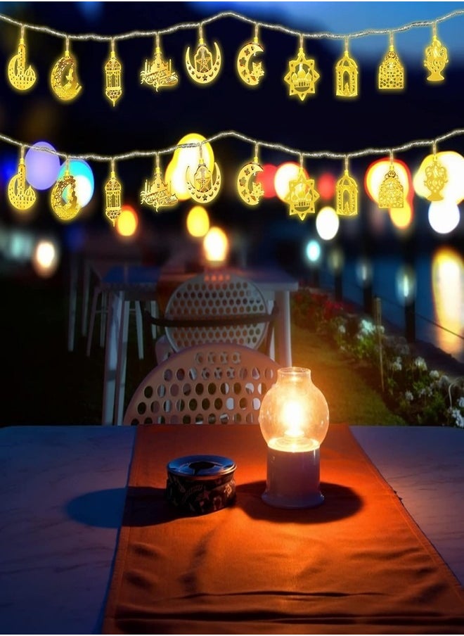 Tiokkss Ramadan Decorations for Home 3M 20 LED Ramadan Lights, Ramadan Lanterns Lights Battery Box Powered 2 Modes, Golden LED Ramadan Home Decoration Lights Party Accessories  - Image 5