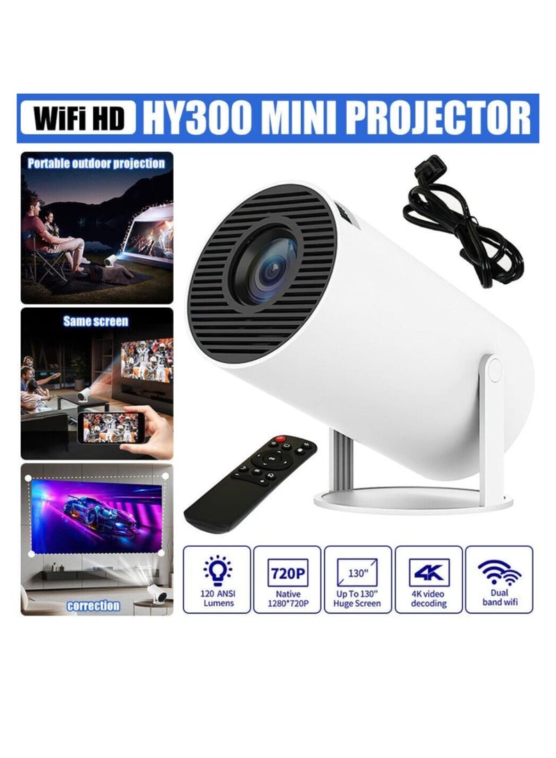 Portable Mini Projector, 4K 1080P Full HD Projector, Support Video Projector, WiFi 5G BT 5.0, Cinema Projector 180° Can Be Rotated, Android 11, Compatible with TV Stick/Windows/iOS/Android (White - Image 5