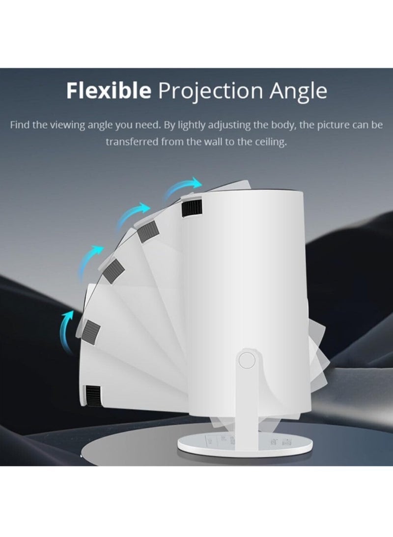 Portable Mini Projector, 4K 1080P Full HD Projector, Support Video Projector, WiFi 5G BT 5.0, Cinema Projector 180° Can Be Rotated, Android 11, Compatible with TV Stick/Windows/iOS/Android (White - Image 2