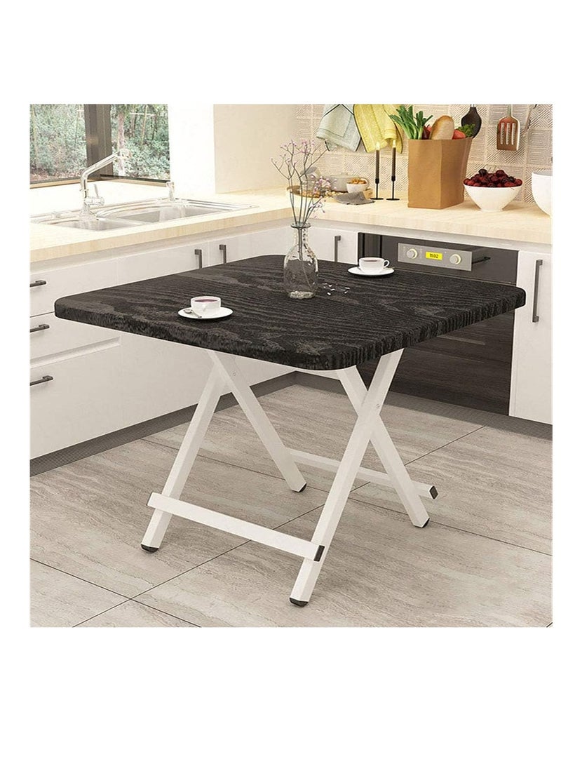 Generic Square Dining Table 4-Seater Office Dining Room Home Furniture Wooden Modern Kitchen Folding Table (Black wood grain(60 * 60 * 55cm))  - Image 1