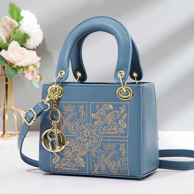 Bag Women'S New Embroidered Hand Carrying Macaron Light Luxury Small Square Bag Elegant Simple Trendy Shoulder Crossbody Bag Handbag - Image 1