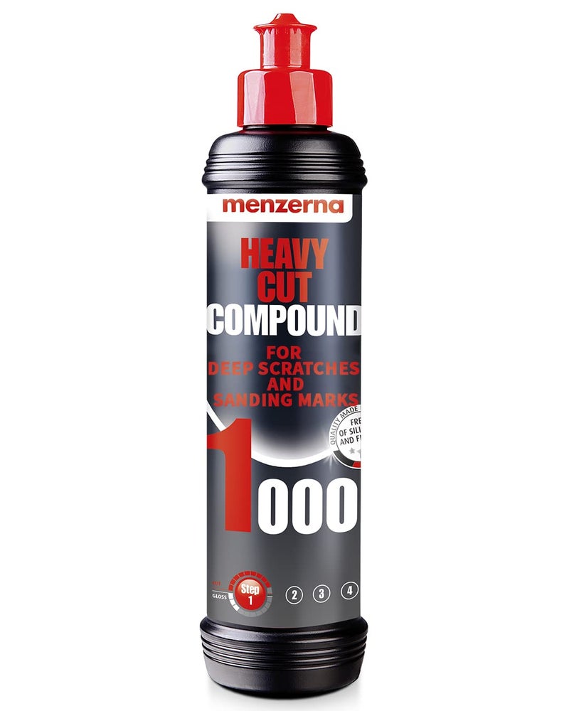 menzerna Heavy Cut Compound 1000" I Abrasive Polishing Compound for Deep Scratches, Sanding Marks, Swirls & Holograms I Buffing and Polishing Compound for Scratch Repair I Silicone Free I 8 fl oz. - Image 1