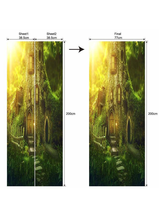 Bluejw Special Price Scenery Series Decorative Stickers 3D Simulation Door Stickers Removable Wall Stickers Bedroom Living Room Renovation PVC Wallpaper  - Image 1