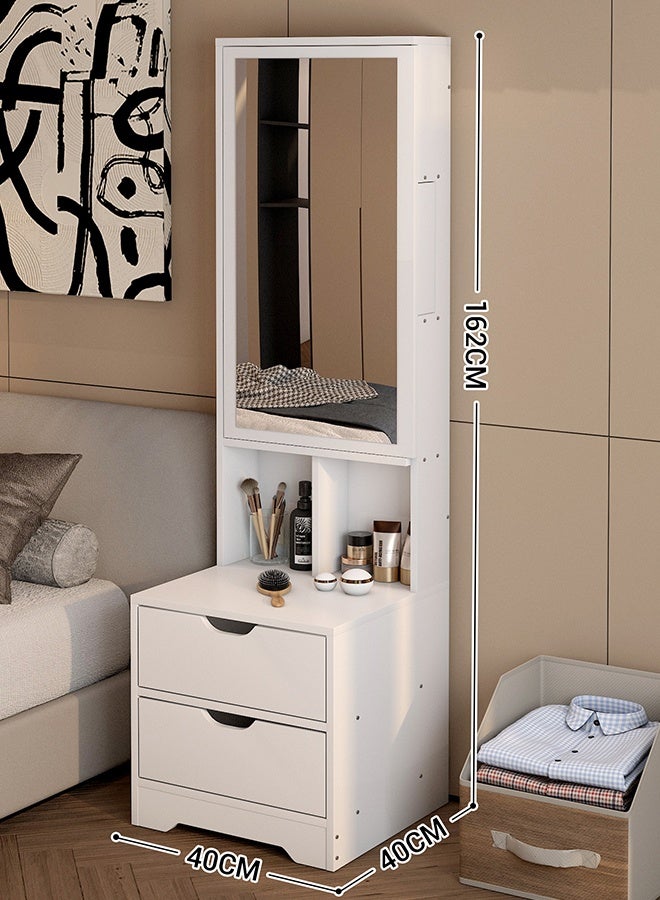 JCB CHIC Multifunctional Dressing Table Vanity Table With Mirror and Storage Cabinet，Standing Nightstand Mirror Cabinet with 2 Drawers & 4 Shelves，Full-length Makeup Mirror Floor-standing Mirror Cabinet Gift for Women Girls - Image 3