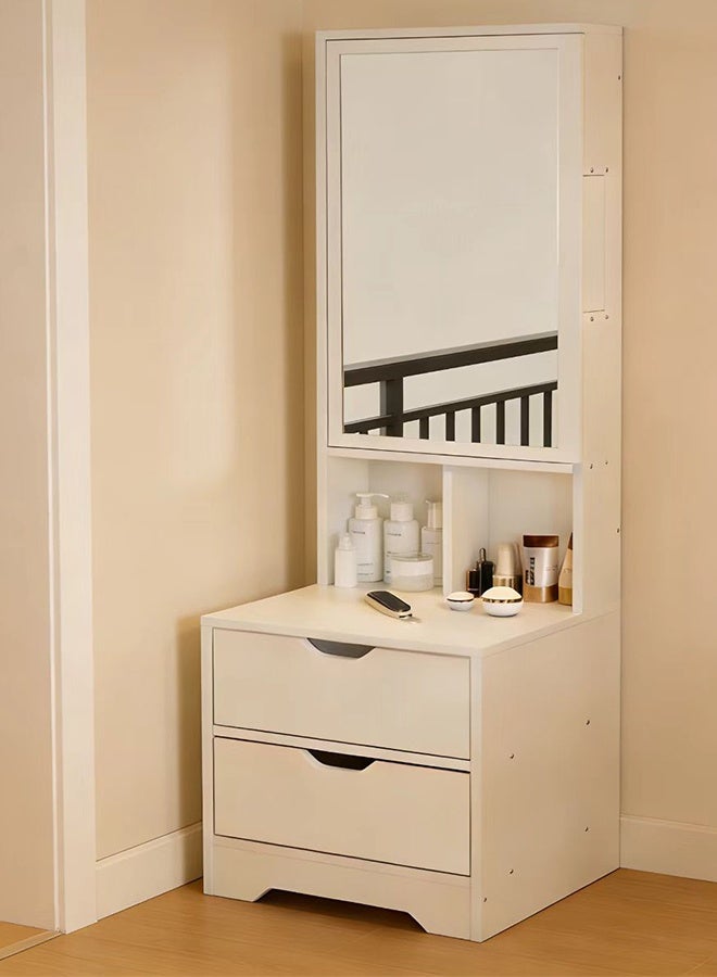 JCB CHIC Multifunctional Dressing Table Vanity Table With Mirror and Storage Cabinet，Standing Nightstand Mirror Cabinet with 2 Drawers & 4 Shelves，Full-length Makeup Mirror Floor-standing Mirror Cabinet Gift for Women Girls - Image 4