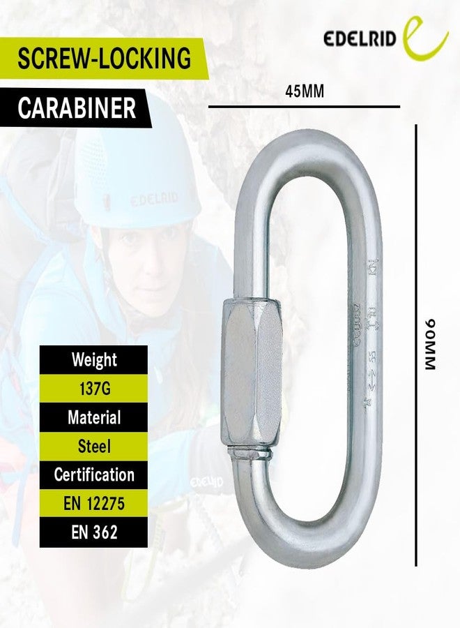 Edelrid Oval Steel Screw Link 10MM - Certified, Heavy-Duty Climbing Carabiner (137g) - CE 0082 Marked - Image 2