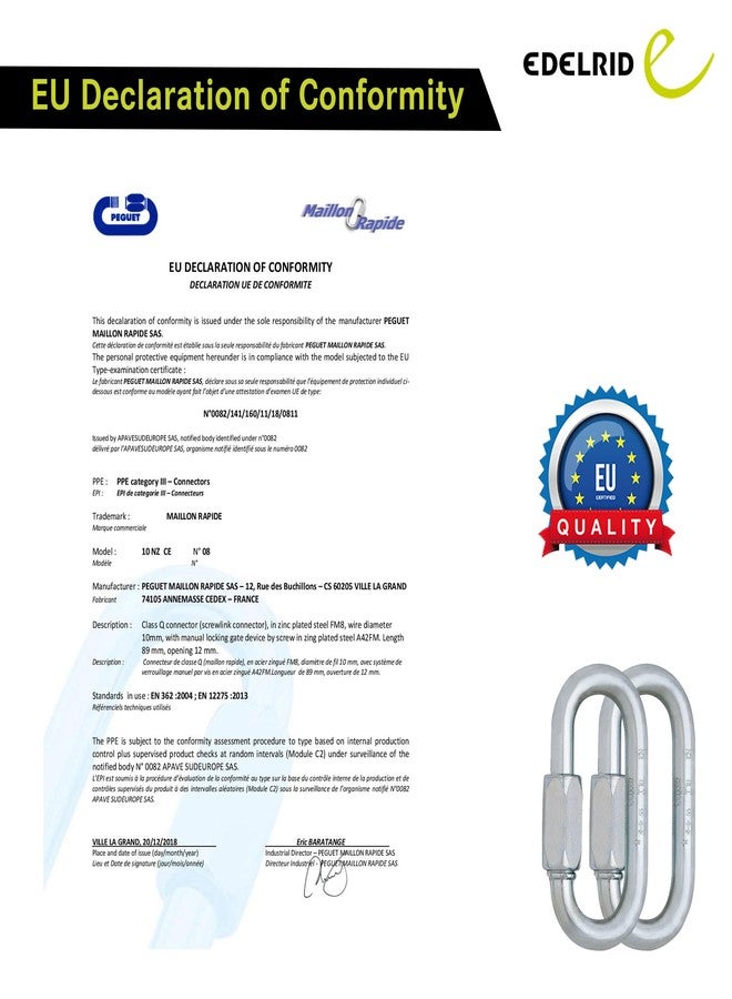 Edelrid Oval Steel Screw Link 10MM - Certified, Heavy-Duty Climbing Carabiner (137g) - CE 0082 Marked - Image 4