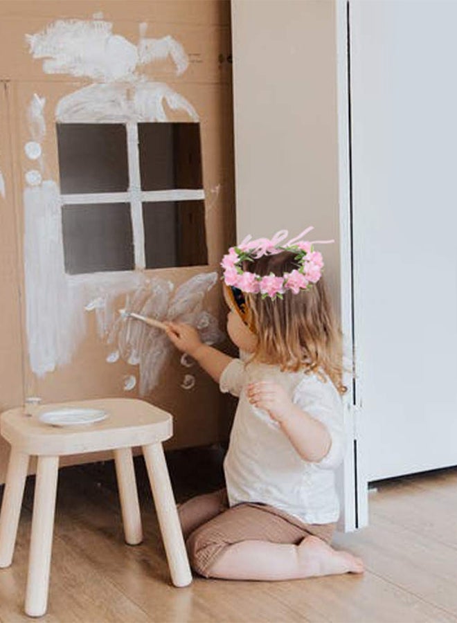 MARGOUN Girls Flower Head Covering Women Bridal Floral Flower Girl Wreath Headpiece Headband for Girls Hair Wreath Flower Headband Headgear Leaf Pink - Image 4