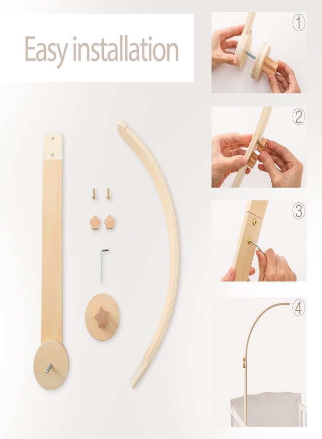 Etucdose Wooden Crib Mobile Arm | Baby Crib Mobile Arm Wooden Holder | Rotatable Adjustable Anti Slip Attachment Clamp for Sturdy Mobile Hanger (Curved Arm) - Image 2