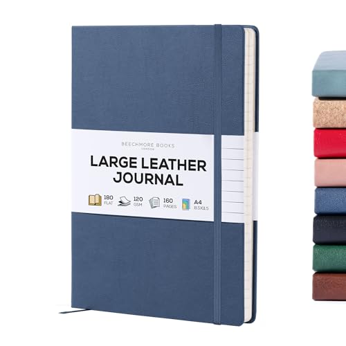 BEECHMORE BOOKS Lined Journal Notebook, 8.5 x 11.5 inch, A4 160 Lined Pages, Hardcover Leather Journals for Women, Men, Writing and Notebooks for Work - 120 GSM Thick Paper, Gifts Box Included - Image 1