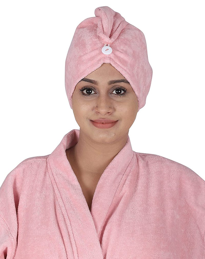 A CUBE LUXURY SOLUTIONS A CUBE LUXURY SOLUTIONS HairDrying Absorbent Microfiber Towel Dry Shower Caps Bathrobe Hat Magic Hair Wrap for Women Hair wrap Pink  - Image 1