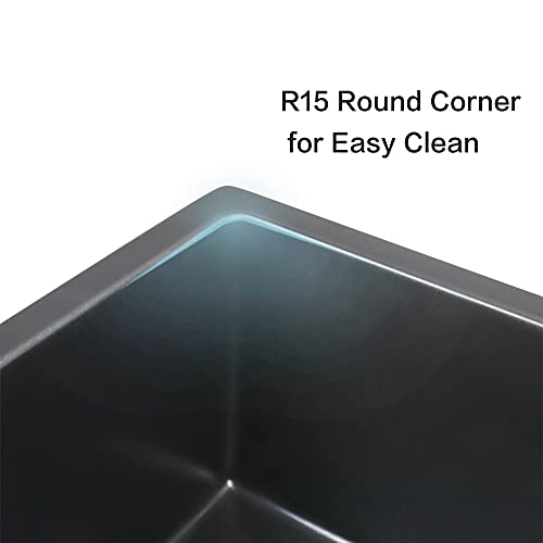 Lonsince Black Bar Sink Undermount,16 X 18 inch Small Composite Bar Sink,Granite Kitchen & Bar Sinks (Black, 16" X 18") - Image 5