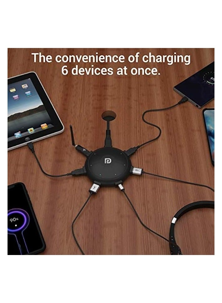 Portronics UFO Pro 6 Ports 60W Home Charger, Black - Image 2