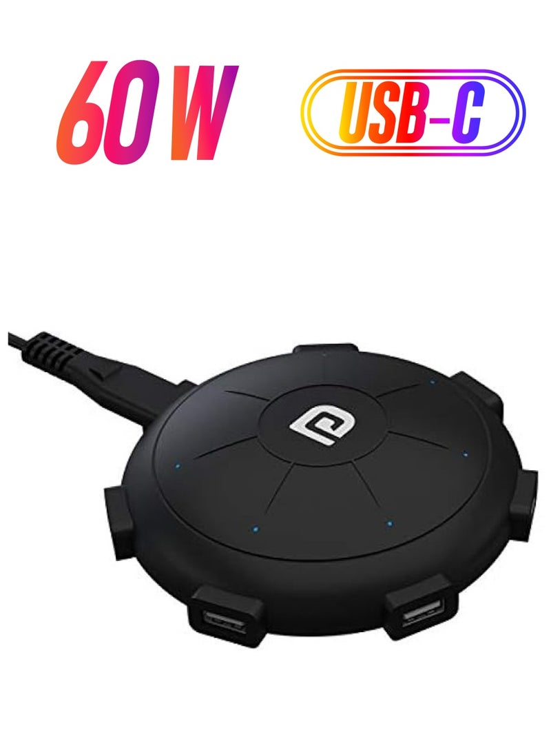 Portronics UFO Pro 6 Ports 60W Home Charger, Black - Image 1