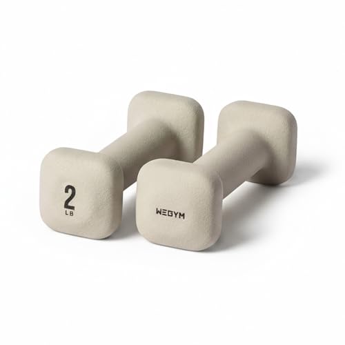 WeGym SafeGrip Square Dumbbells with Anti Slip Handles Aesthetic Free Weights for Home Workouts Stable Design Prevents Rolling during Floor Exercises 2LB Pair Sandstone - Image 1
