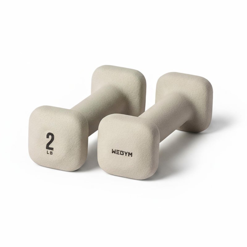 WeGym SafeGrip Square Dumbbells with Anti Slip Handles Aesthetic Free Weights for Home Workouts Stable Design Prevents Rolling during Floor Exercises 2LB Pair Sandstone - Image 2