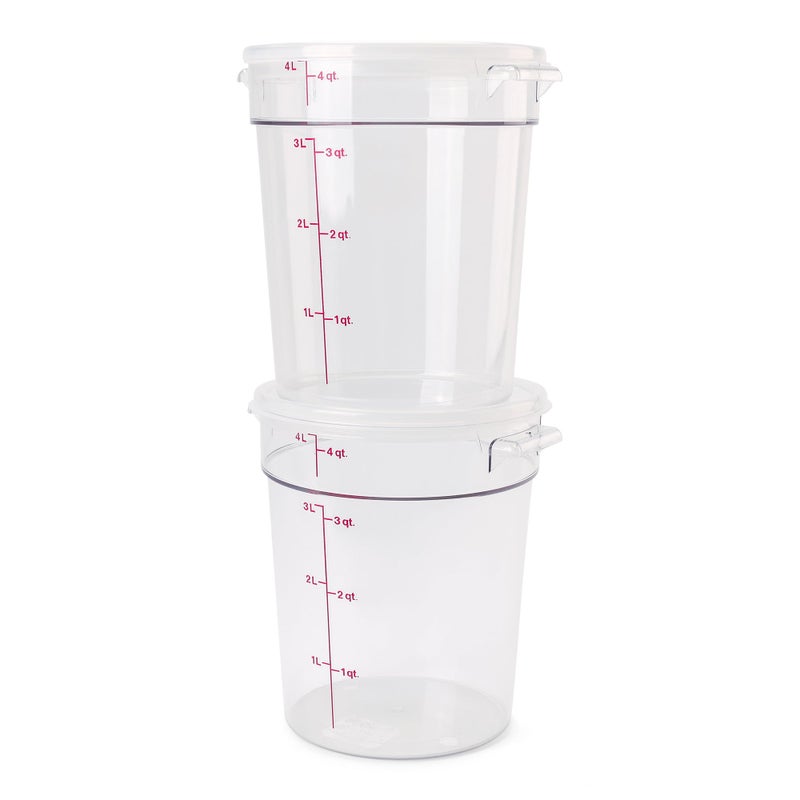 Cambro Food Storage Container with Lid (2 Pack) - Round Series - 4 QT (Quart) - Commercial Grade for Food Prep (Clear) - Image 4