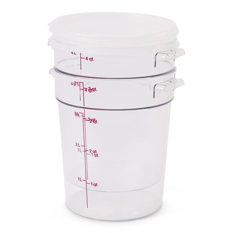 Cambro Food Storage Container with Lid (2 Pack) - Round Series - 4 QT (Quart) - Commercial Grade for Food Prep (Clear) - Image 3