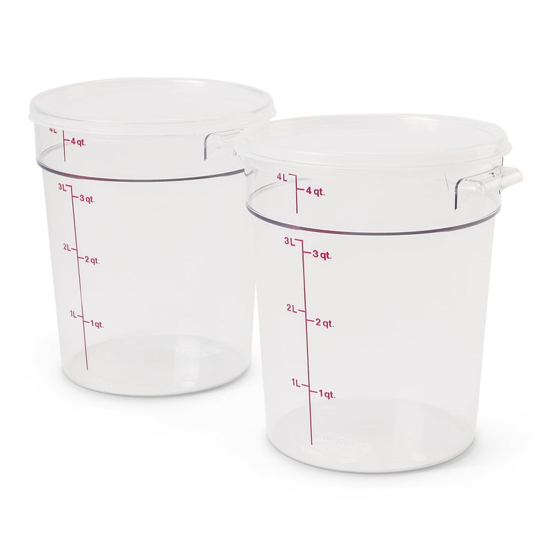 Cambro Food Storage Container with Lid (2 Pack) - Round Series - 4 QT (Quart) - Commercial Grade for Food Prep (Clear) - Image 5