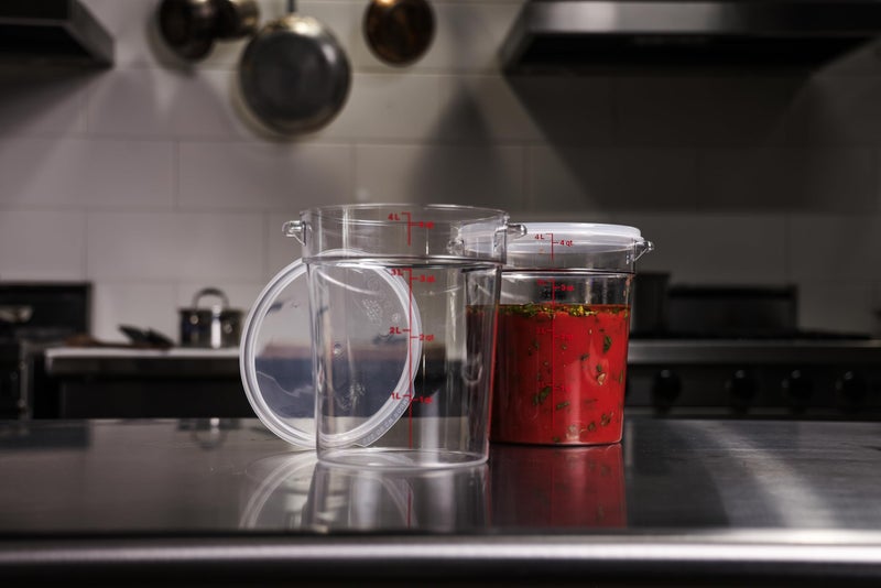 Cambro Food Storage Container with Lid (2 Pack) - Round Series - 4 QT (Quart) - Commercial Grade for Food Prep (Clear) - Image 2