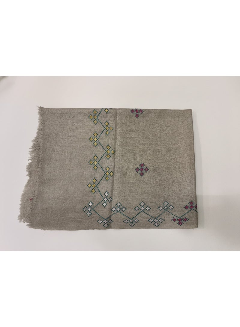 Hand-Embroidered Wool Scarf for Women – Kashmiri Style Floral Design, Thread Work & Tassel Edges, Premium Winter Scarf for Elegant Outfits - Image 3